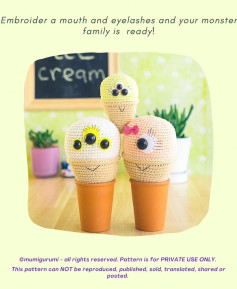 Cute Crochet Monster Ice Cream Family Pattern