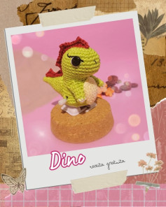 Dino de crochê: gráfico gratuito