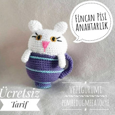 Fıçıdan Pişi Kedi Anahtarlık Tığ İşi Şeması