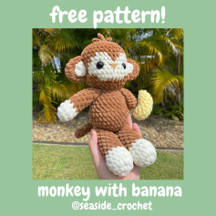 Free Crochet Monkey Pattern 🐵 FREE MONKEY WITH BANANA PATTERN 🍌