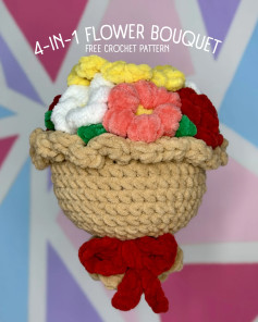 Free Crochet Pattern: 4-in-1 Flower Bouquet