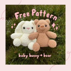 Free Crochet Pattern: Adorable Baby Bunny and Bear Amigurumi