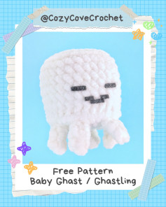 Free Crochet Pattern: Adorable Baby Ghast Amigurumi Free Baby Ghast / Ghastling Pattern 🤍