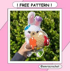 Free Crochet Pattern: Adorable Bunny Amigurumi Milly with Paint Brush🎨