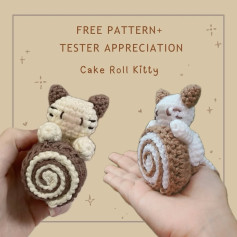 Free Crochet Pattern: Adorable Cake Roll Kitty Amigurumi