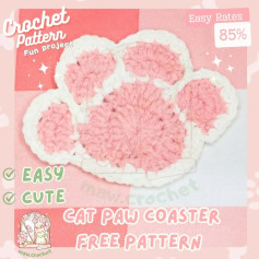 Free Crochet Pattern: Adorable Cat Paw Coaster