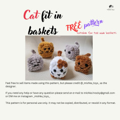 Free Crochet Pattern: Adorable Cats for Tall Baskets