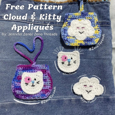 Free Crochet Pattern: Cloud and Kitty Appliqués
