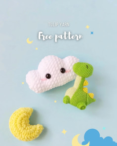 Free Crochet Pattern: Cloud, Dino, & Moon Amigurumi