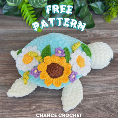 Free Crochet Pattern: Flower-adorned Turtle Amigurumi