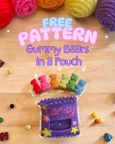 Free Crochet Pattern: Gummy Bears in a Pouch