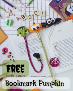 Free Crochet Pattern: Halloween Bookmark Pumpkins