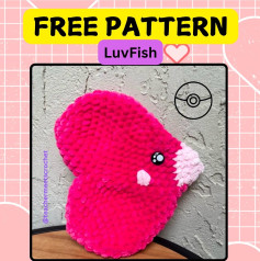 Free Crochet Pattern: Heart-Shaped Pokémon Pillow 💕Free LuvFish Crochet Pattern 💕