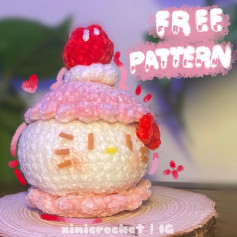 Free Crochet Pattern: Hello Kitty Cake Amigurumi ⋆𐙚₊˚⊹ ♡ Hello Kitty Macaroon