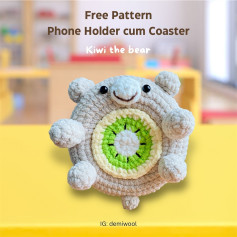 Free Crochet Pattern: Kiwi Phone Holder & Coaster