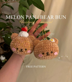 Free Crochet Pattern: Melon Pan/Bear Bun Christmas Ornaments
