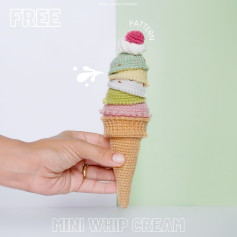 Free Crochet Pattern: Mini Whipped Cream Ice Cream Cone