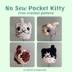 Free Crochet Pattern: No-Sew Pocket Kitty Amigurumi
