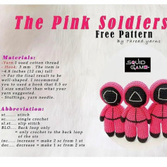 Free Crochet Pattern: Pink Soldiers from Squid Game