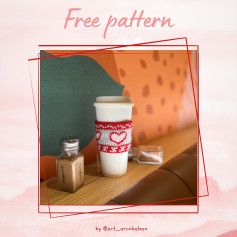 Free Crochet Pattern: Valentines Coffee Cozy Valentines