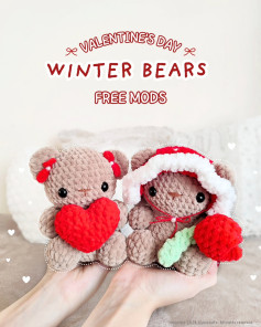 Free Crochet Pattern: Valentines Day Winter Bears