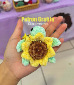 Free Crochet Sunflower Turtle Keychain Pattern