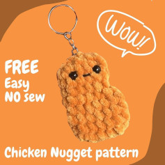 Free Easy No-Sew Crochet Chicken Nugget Keychain Pattern