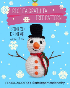 Gráfico de amigurumi de boneco de neve grátis (12cm)