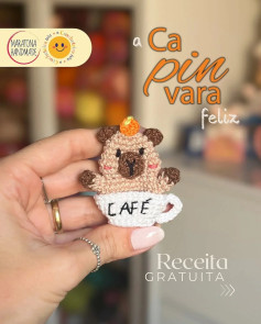 Gráfico de crochê de ursinho em xícara de café: receita gratuita.