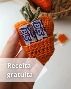 Gráfico de crochê gratuito: Cenourinhas fofas com espaço para doces.