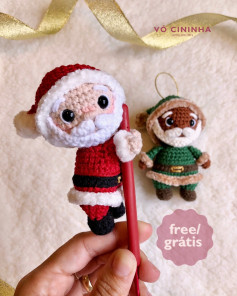 Gráfico de crochê gratuito: Papai Noel e Duende de Natal