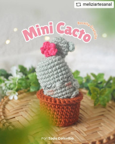 Gráfico de crochê: Mini Cacto em vaso