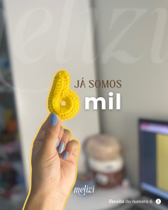 Gráfico de crochê: Número 6 amarelo.