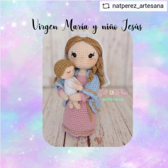 Gráfico de crochê: Virgem Maria e o menino Jesus