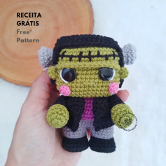 Grátis: Amigurumi Monstrinho Frankenstein em crochê