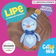 Grátis: Amigurumi Pinguim de Festa em Crochê