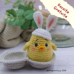 Grátis: Gráfico de amigurumi de pintinho na casca de ovo de páscoa.
