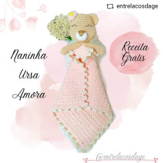 Grátis: Naninha Ursa Amora em crochê. Gráfico incluso!