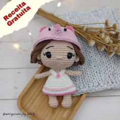 Grátis: Padrão Amigurumi de uma linda Menina