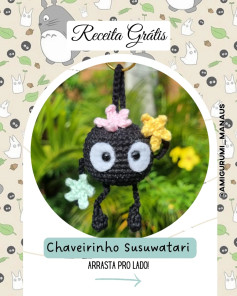 Grátis: Padrão de chaveiro Susuwatari em crochê