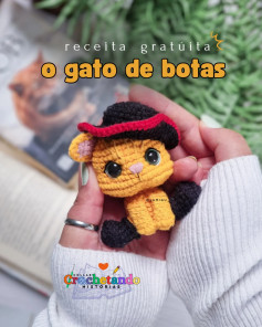 Grátis: Padrão de Crochê do Gato de Botas