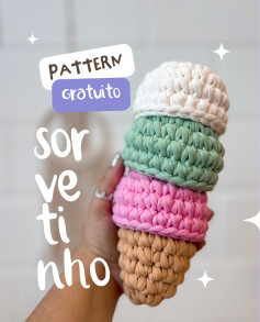 Grátis: Padrão de crochê para sorvete amigurumi