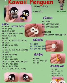 İğne oyası sevimli penguen amigurumi şeması