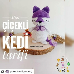 Mini Çiçekli Kedi Amigurumi Tarifi