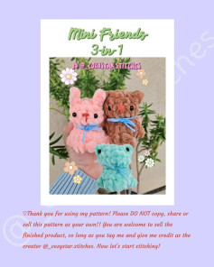 Mini Crochet Friends Pattern: Bunny, Bear, Frog