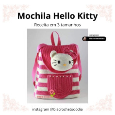 Mochila Hello Kitty em crochê: Gráfico em 3 tamanhos