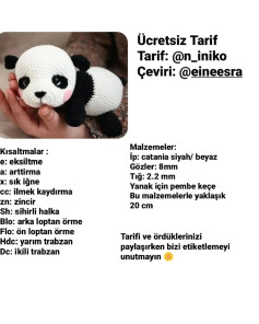 Panda Amigurumi Tığ işi Şeması