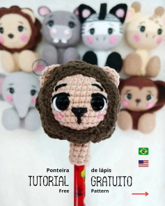 Ponteira de lápis de leão amigurumi: tutorial gratuito!