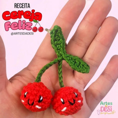 Receita Gráfico de Amigurumi: Cerejas Felizes
