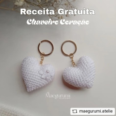 Receita Grátis: Charme em Formato de Coração de Crochê